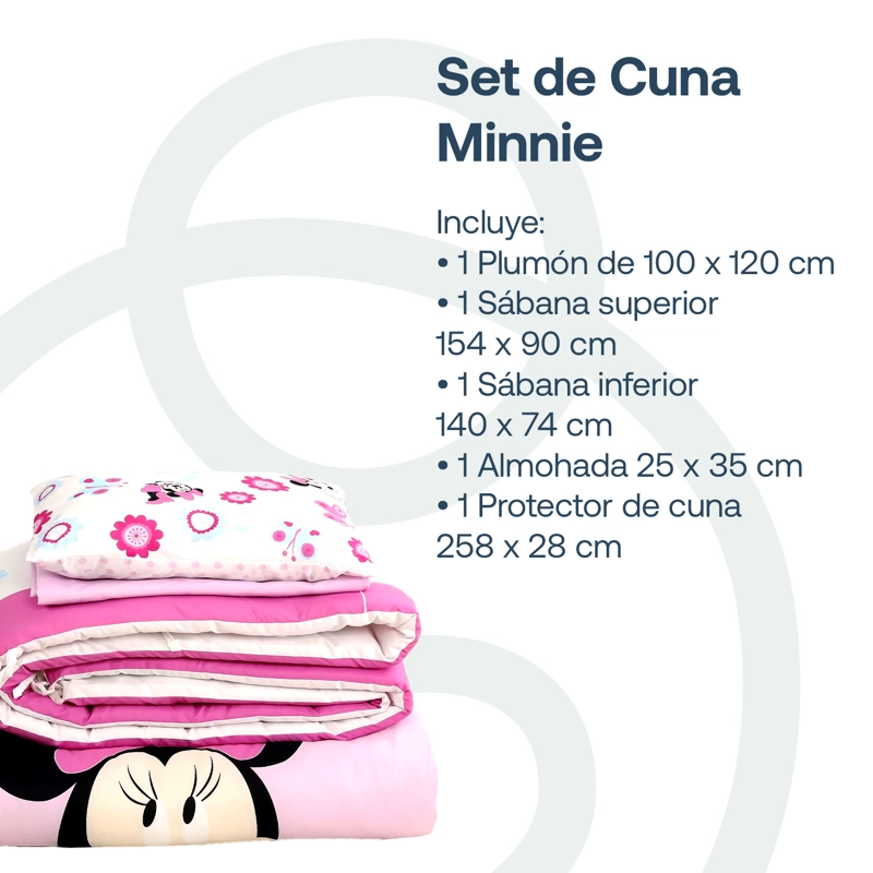 SET CUNA DISNEY MINNIE 100MN ALGODÓN ROSA - 2