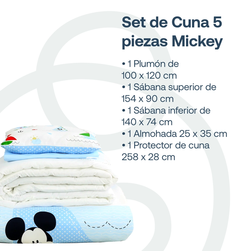 SET CUNA DISNEY MICKEY 100MKC ALGODÓN CELESTE - 2