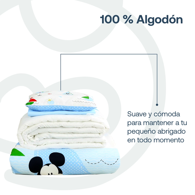 SET CUNA DISNEY MICKEY 100MKC ALGODÓN CELESTE - 4