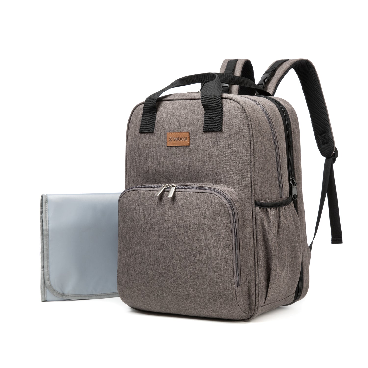 MOCHILA BEBESIT MATERNAL 3EN1 PAÑALERA CUNA Y MUDADOR GRIS - 2