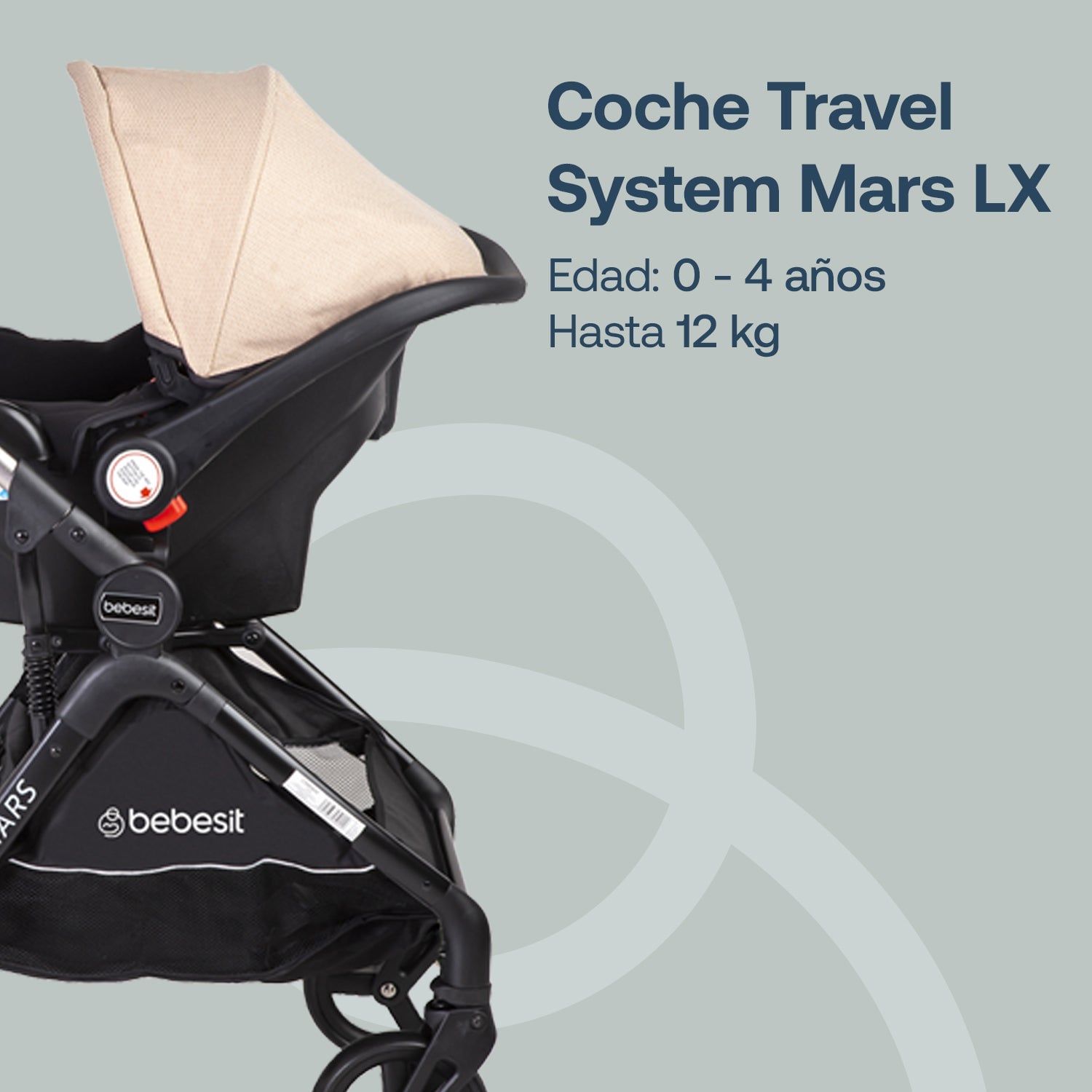 COCHE CUNA BEBESIT TRAVEL SYSTEM MARS LX BEIGE - 2