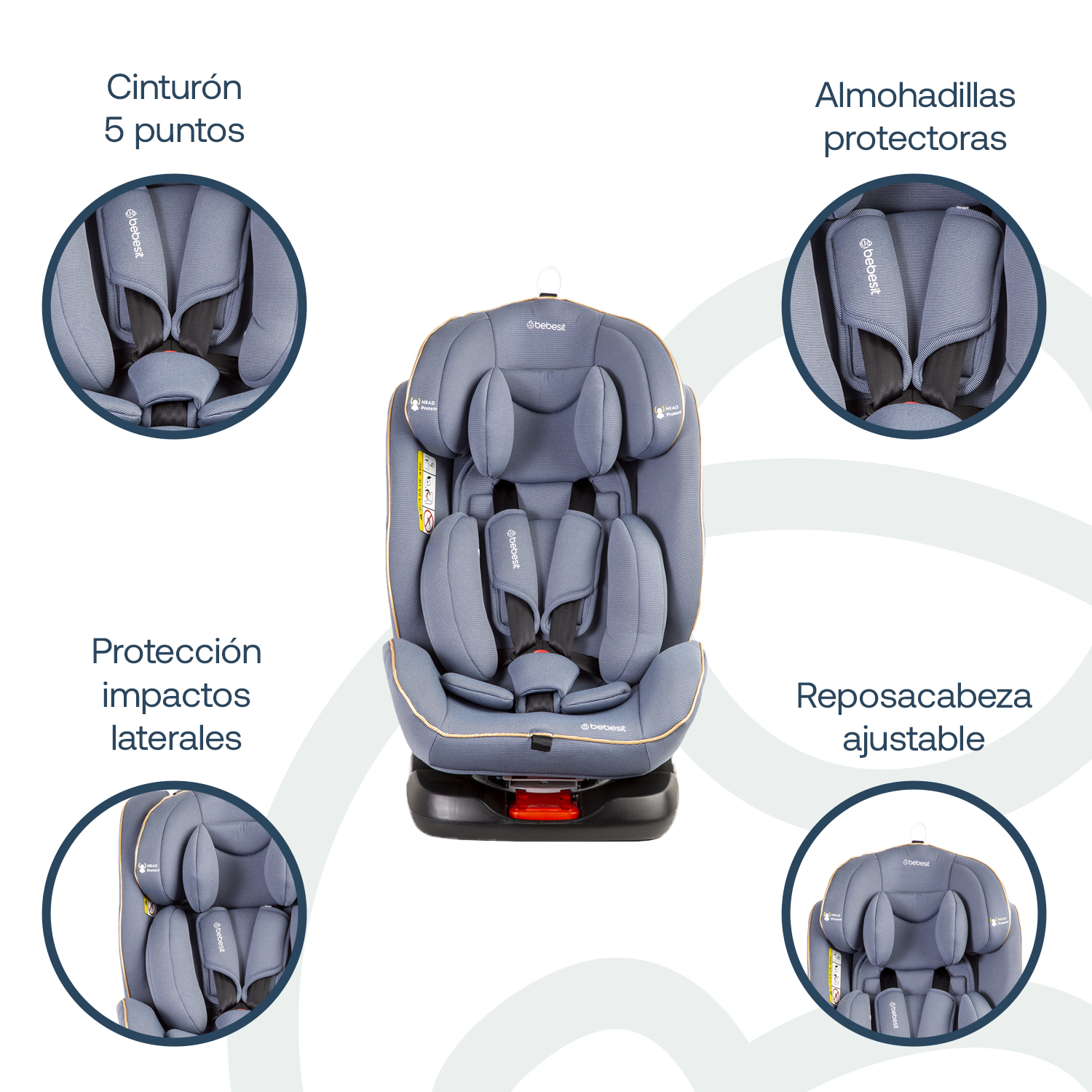 SILLA DE AUTO CONVERTIBLE SUPRA 360° AZUL CLARO BEBESIT - 3