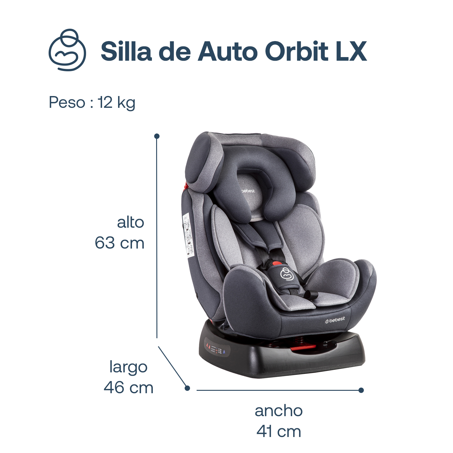 SILLA AUTO BEBESIT ORBIT LX GRIS - 9