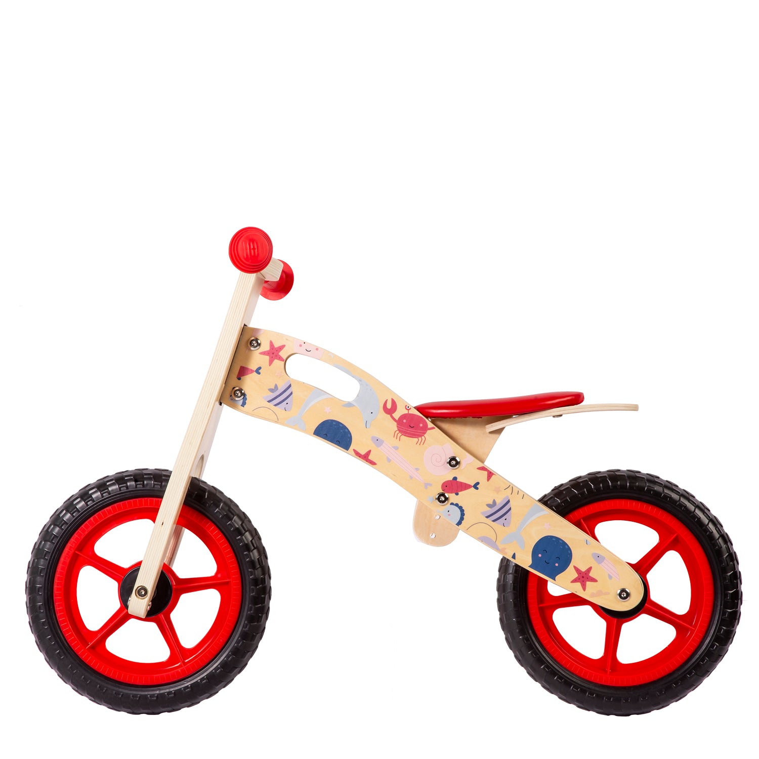 BICICLETA DE EQUILIBRIO APRENDIZAJE MADERA OCÉANO ROJO BEBESIT - 2