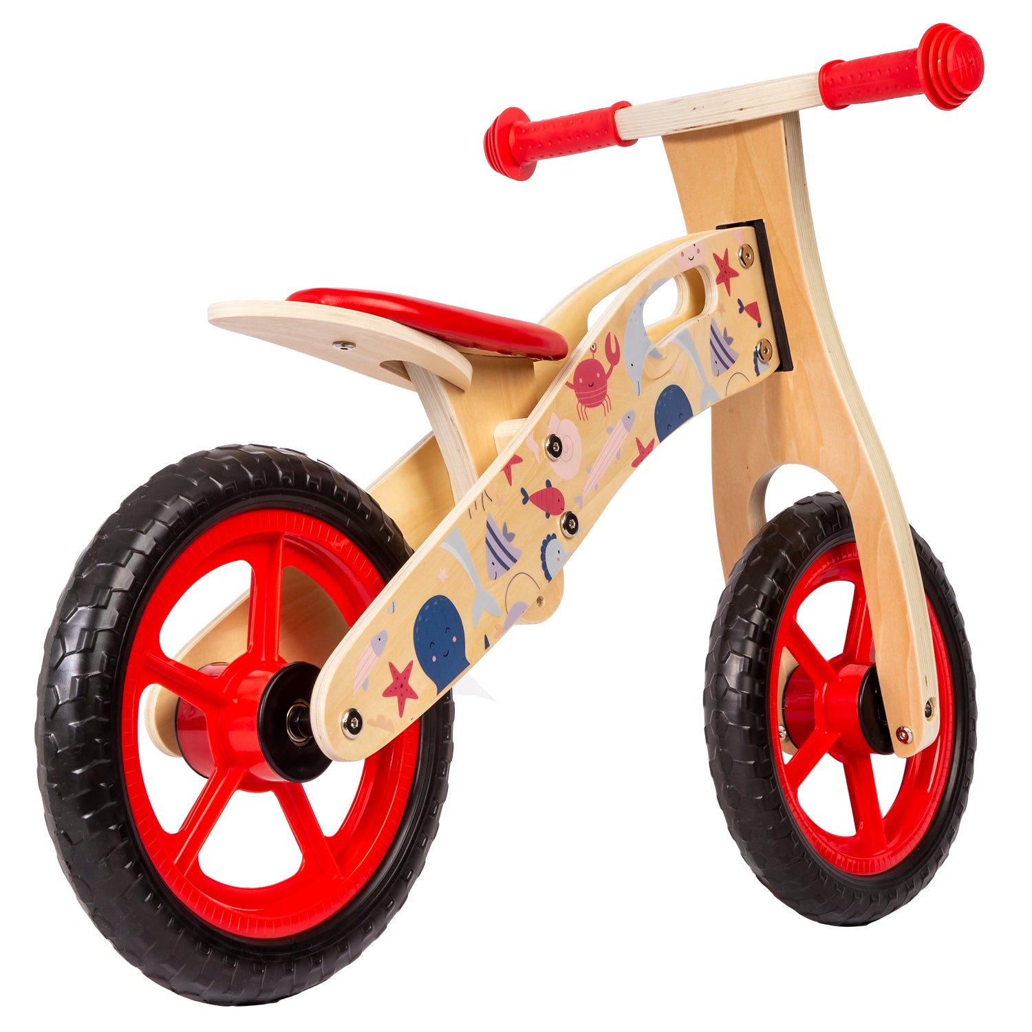 BICICLETA DE EQUILIBRIO APRENDIZAJE MADERA OCÉANO ROJO BEBESIT - 3