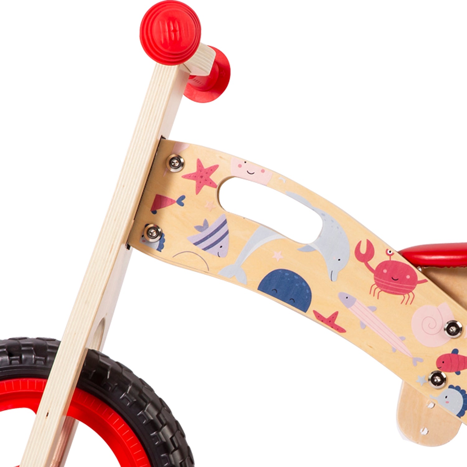 BICICLETA DE EQUILIBRIO APRENDIZAJE MADERA OCÉANO ROJO BEBESIT - 4