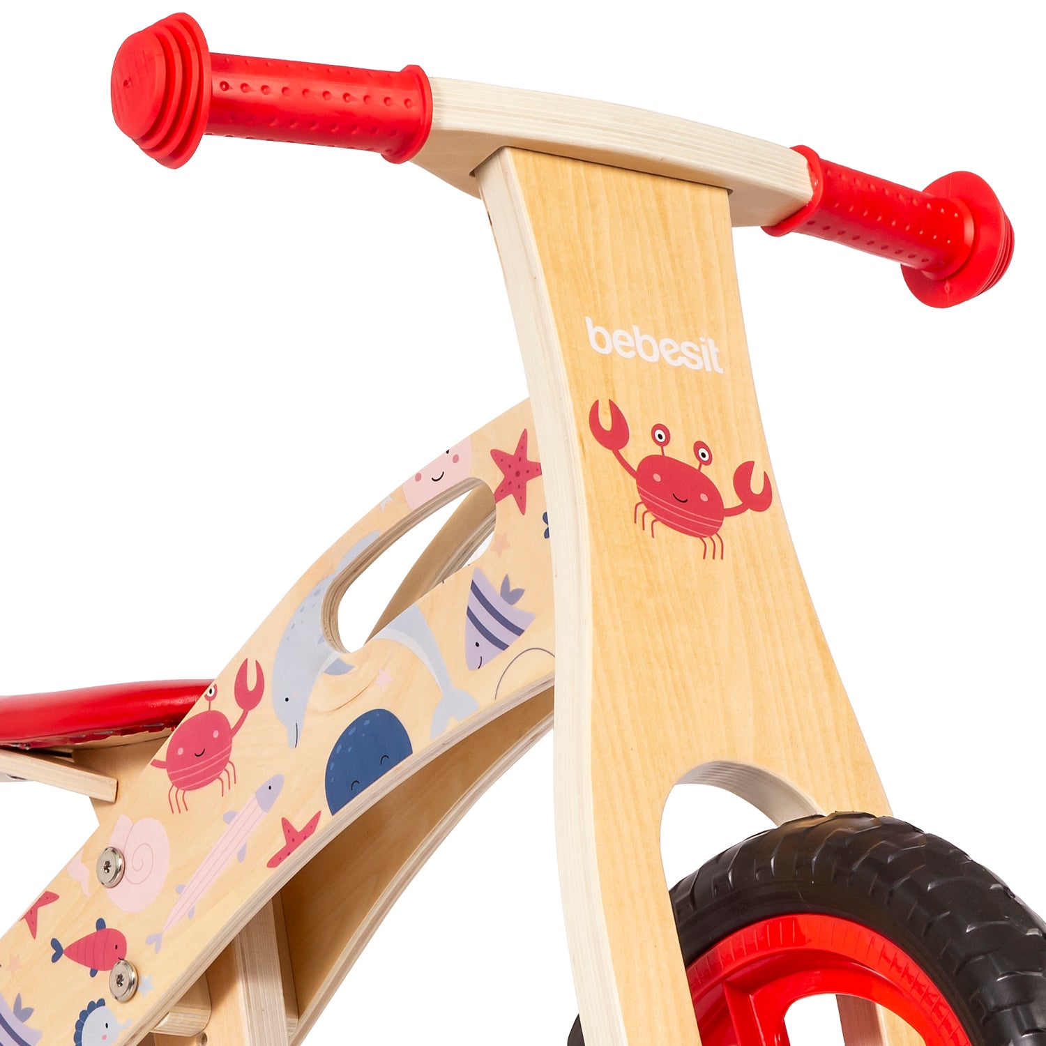 BICICLETA DE EQUILIBRIO APRENDIZAJE MADERA OCÉANO ROJO BEBESIT - 6