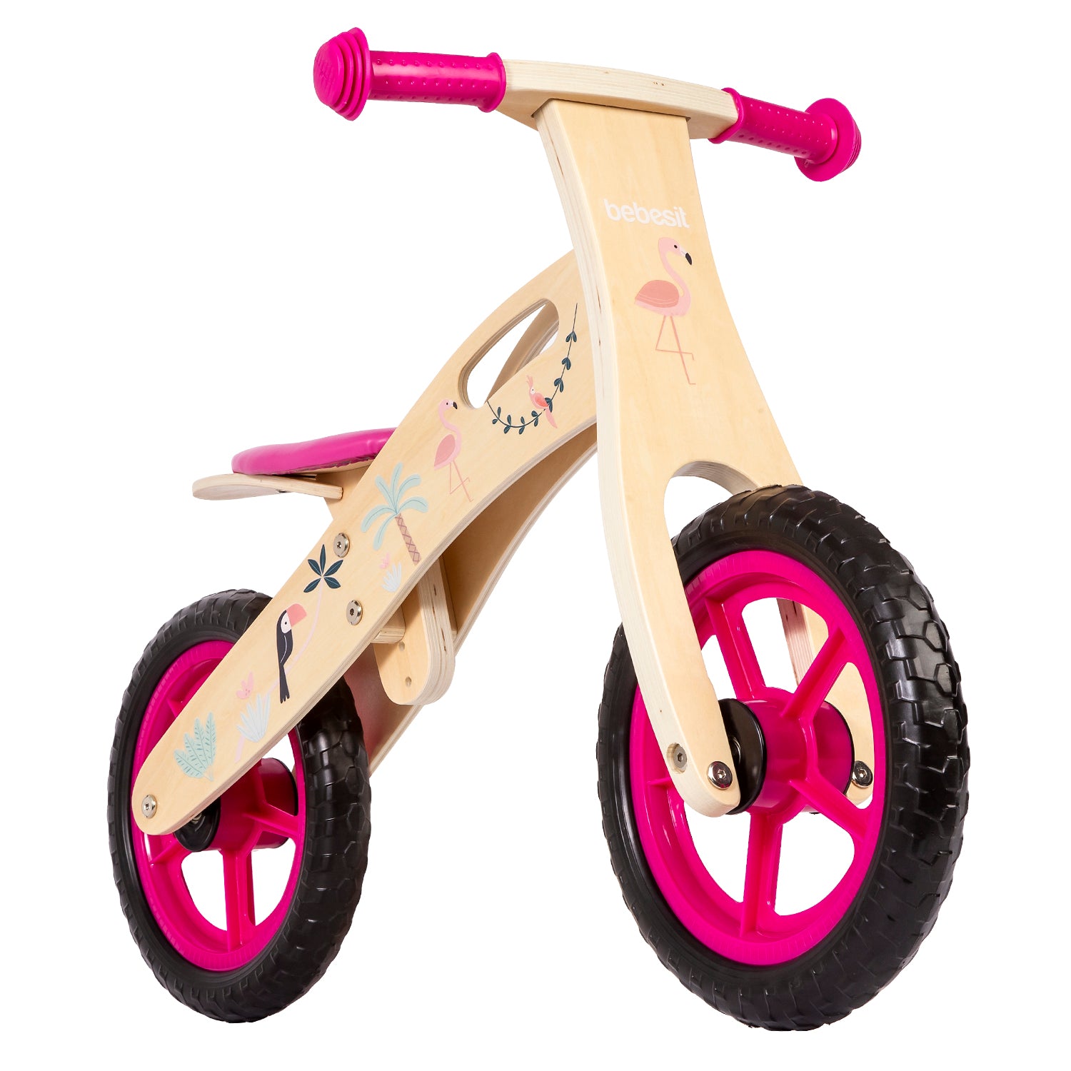 BICICLETA DE EQUILIBRIO APRENDIZAJE MADERA FLAMENCO ROSA - 1