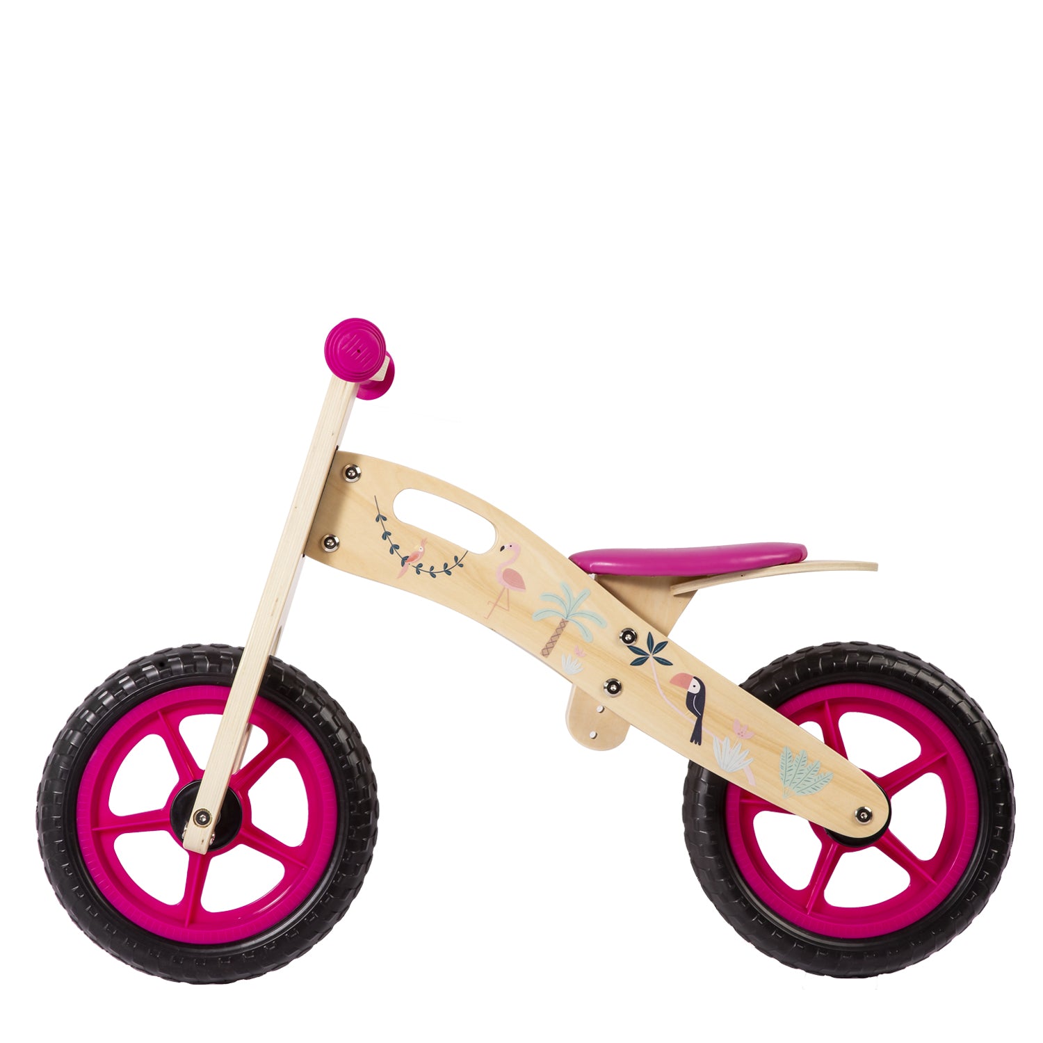 BICICLETA DE EQUILIBRIO APRENDIZAJE MADERA FLAMENCO ROSA - 2