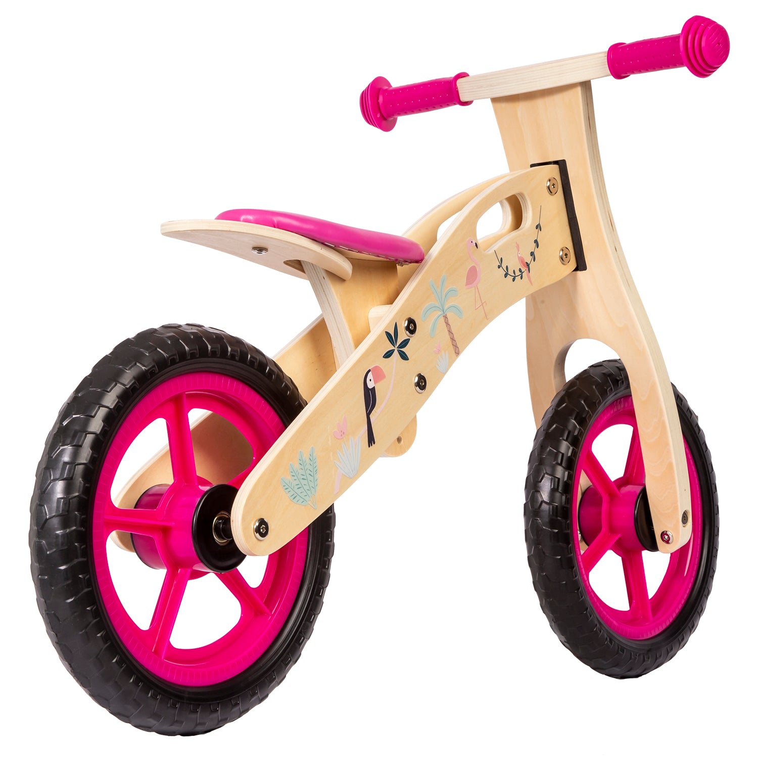 BICICLETA DE EQUILIBRIO APRENDIZAJE MADERA FLAMENCO ROSA - 3