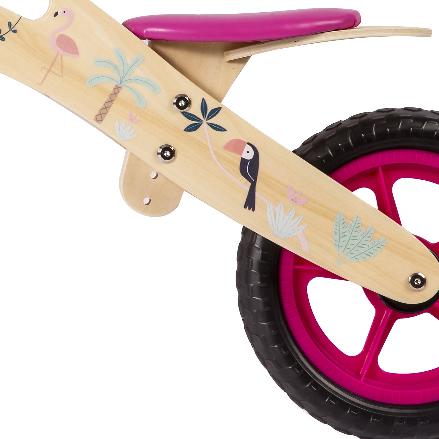 BICICLETA DE EQUILIBRIO APRENDIZAJE MADERA FLAMENCO ROSA - 5