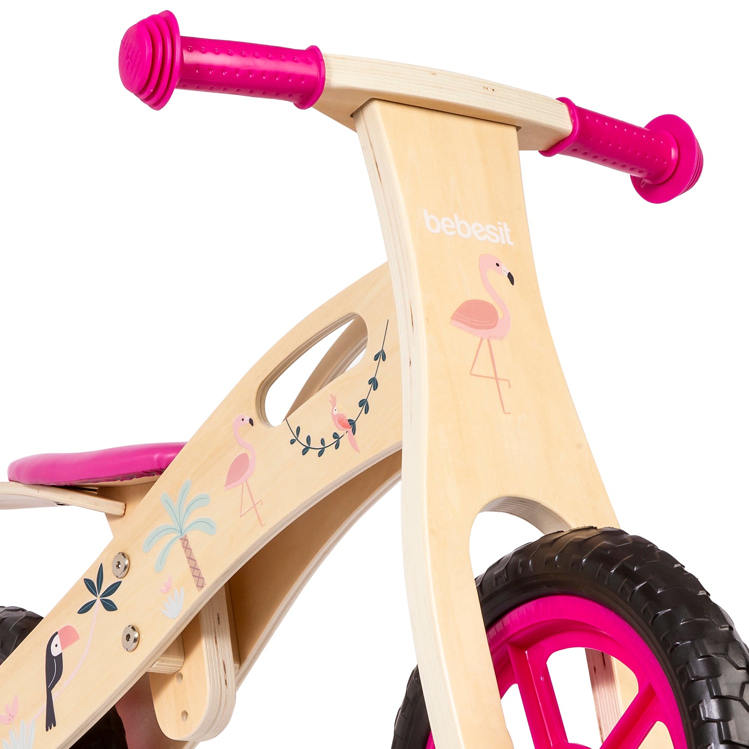 BICICLETA DE EQUILIBRIO APRENDIZAJE MADERA FLAMENCO ROSA - 6