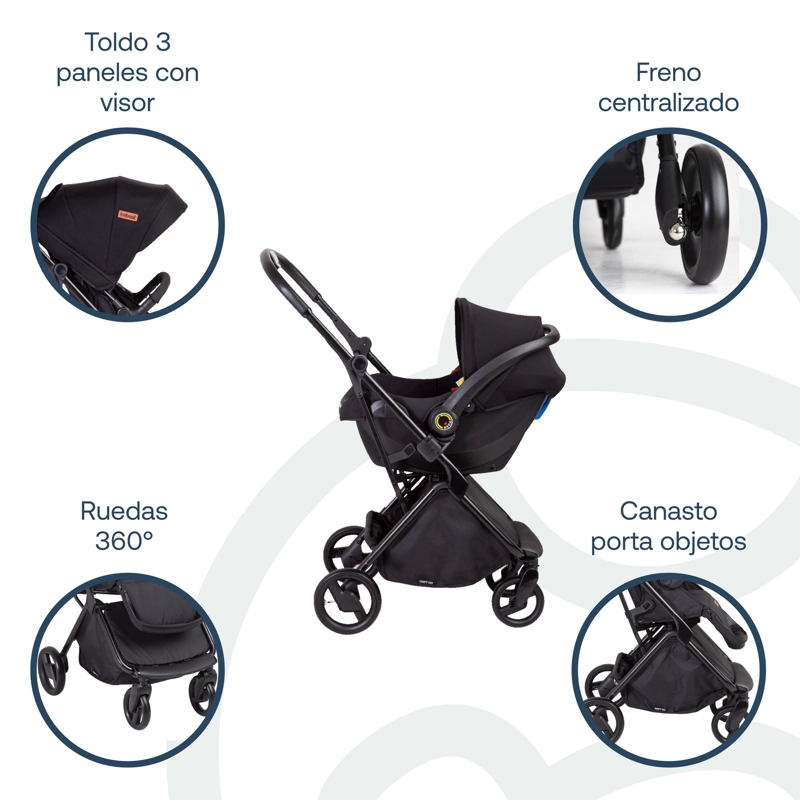 COCHE CUNA TRAVEL SYSTEM SWIFT 360 NEGRO - 4