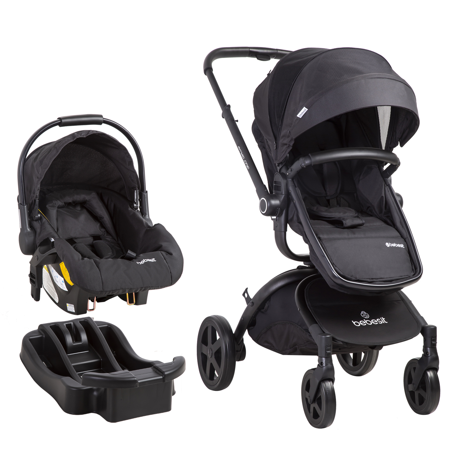 COCHE CUNA TRAVEL SYSTEM DELUXE 360° SX NEGRO BEBESIT - 1