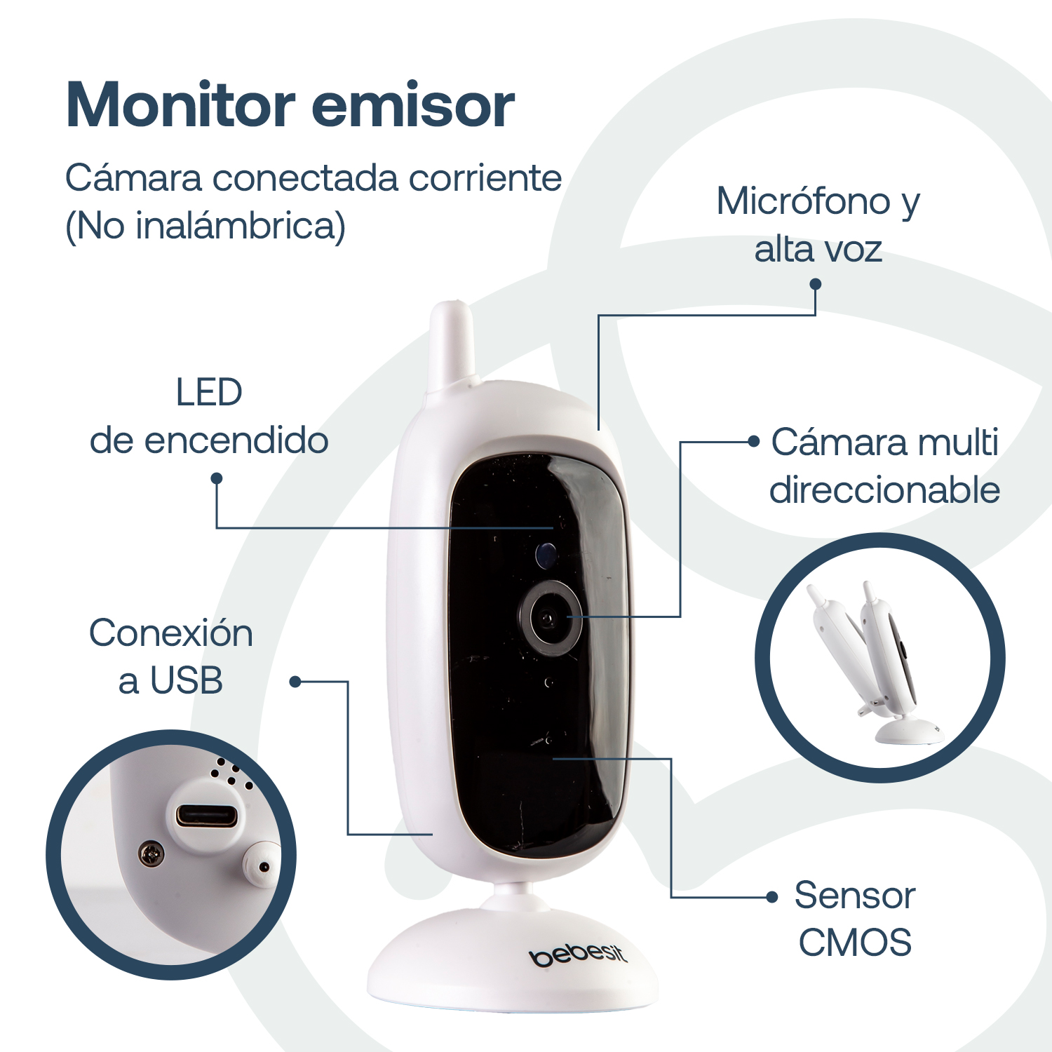 CÁMARA MONITOR PORTATIL BEBE LCD 2.4 VISIÓN NOCTURNA BEBESIT - 7