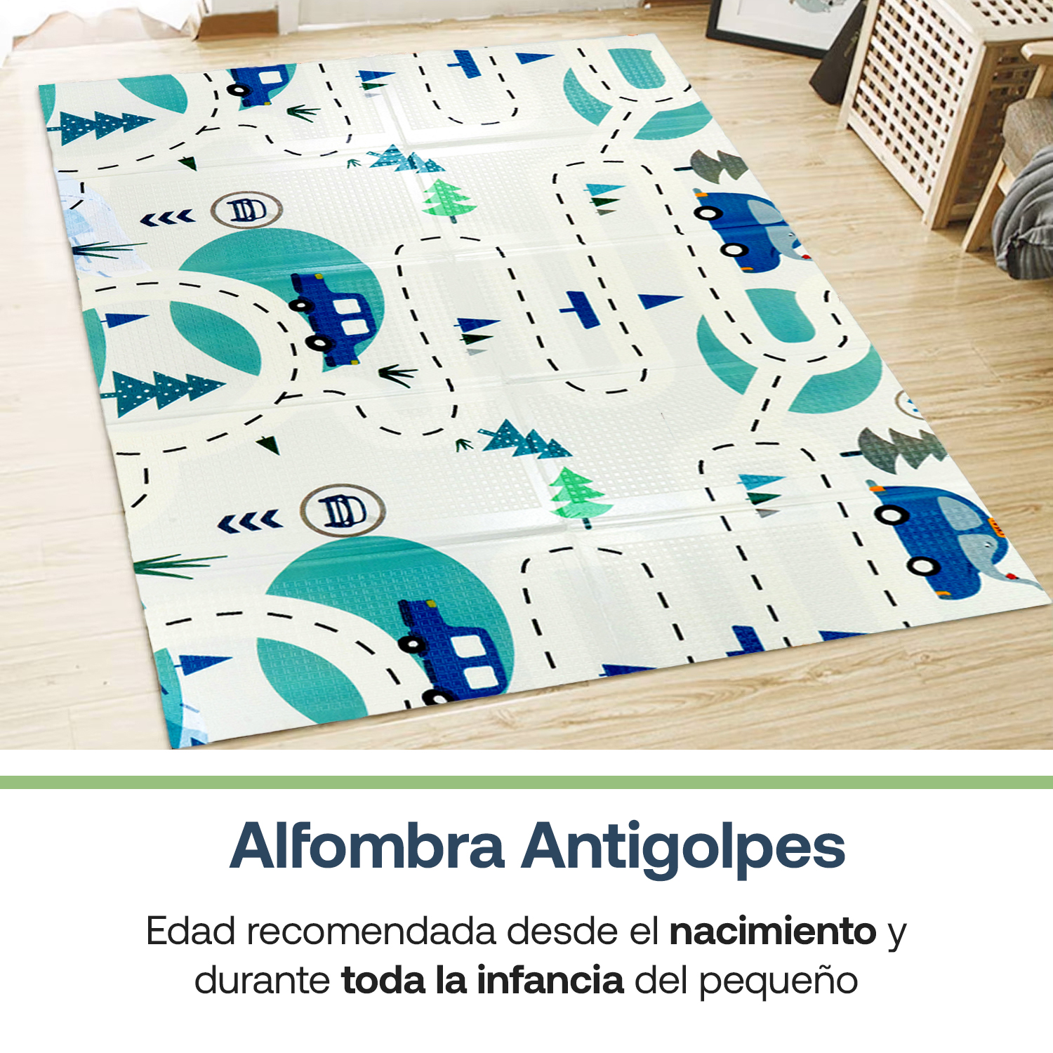 ALFOMBRA BEBESIT ANTIGOLPES PLEGABLE 180X120 AUTO Y JUNGLA MULTICOLOR - 3