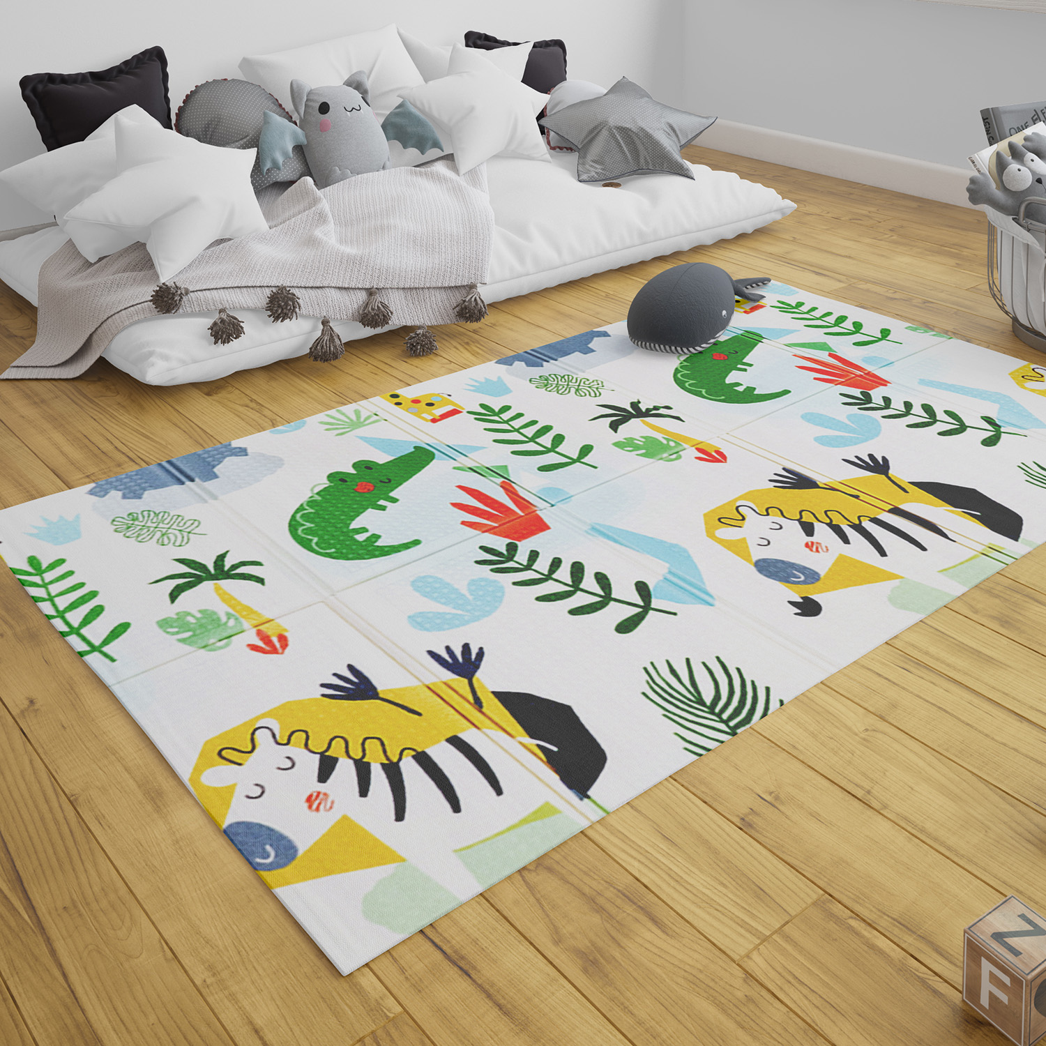 ALFOMBRA BEBESIT ANTIGOLPES PLEGABLE 180X120 AUTO Y JUNGLA MULTICOLOR - 7