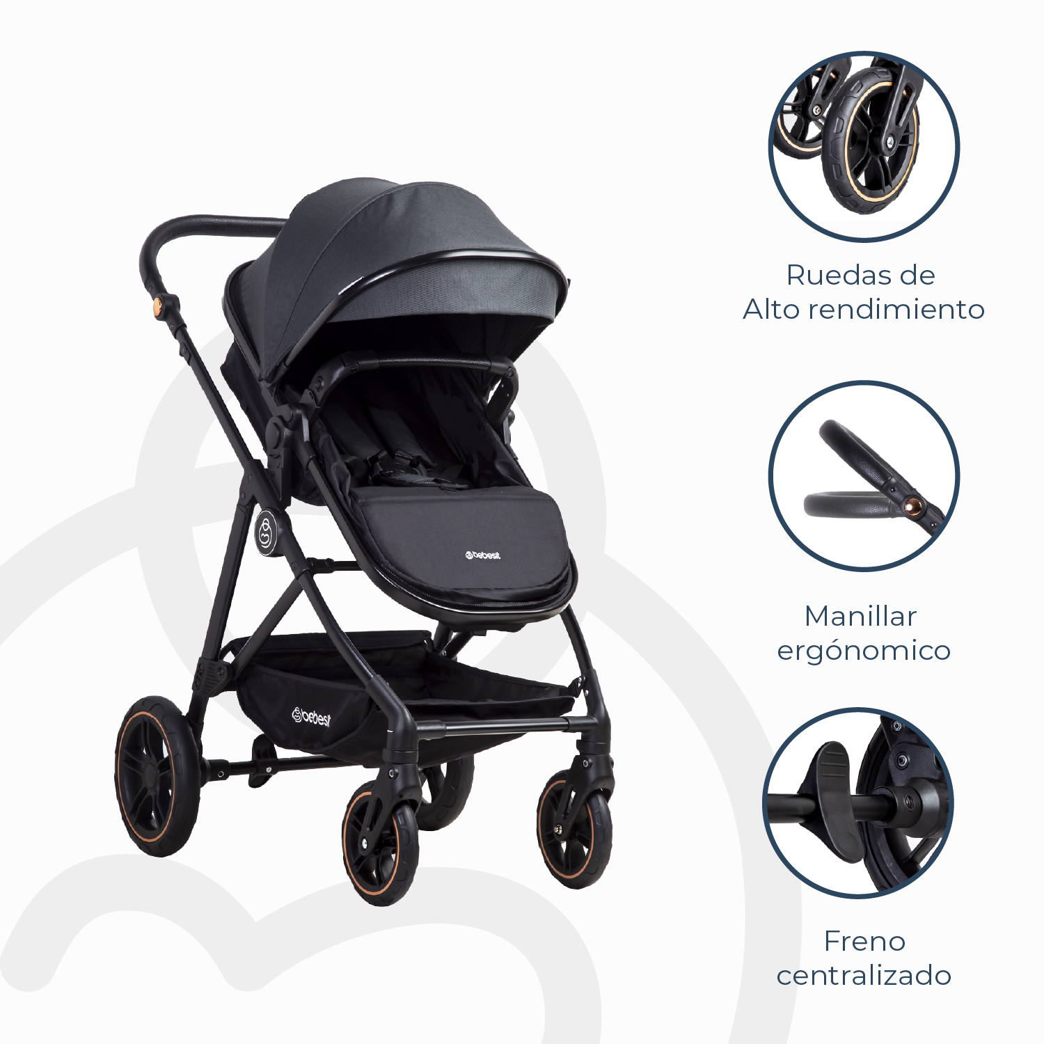 COCHE CUNA PASEO STREET GRIS BEBESIT - 8