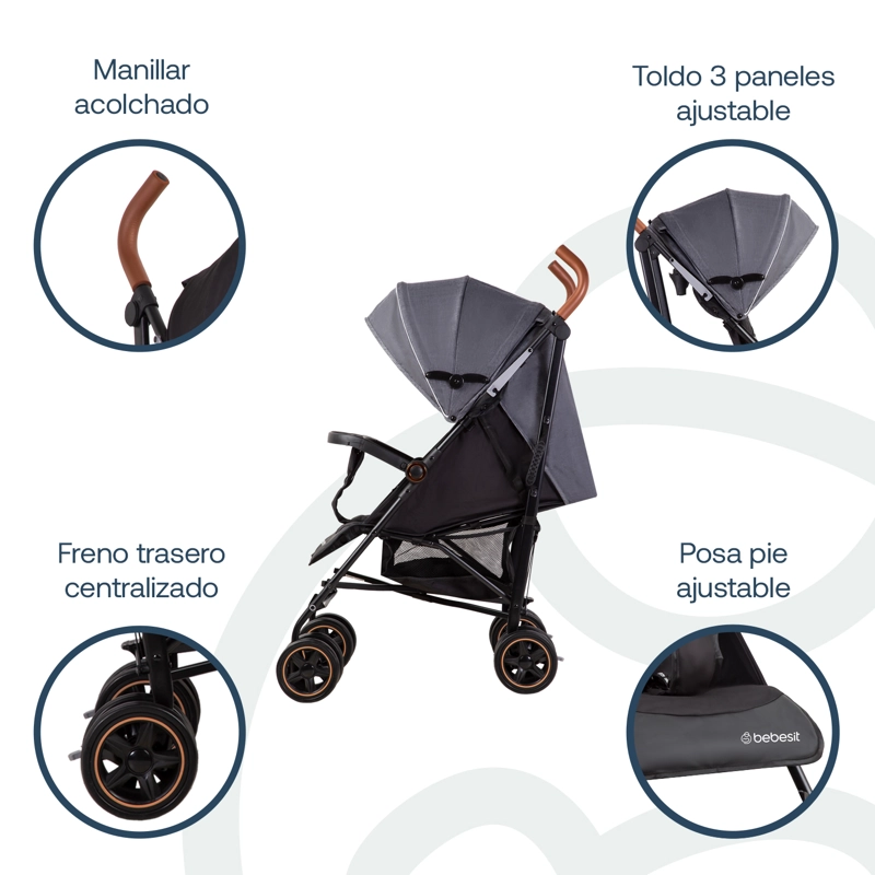 COCHE BEBESIT PARAGUA MAGIC RIDE GRIS - 2