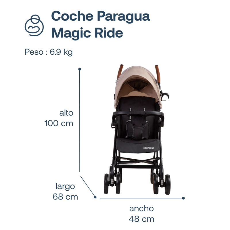 COCHE BEBESIT PARAGUA MAGIC RIDE BEIGE - 6