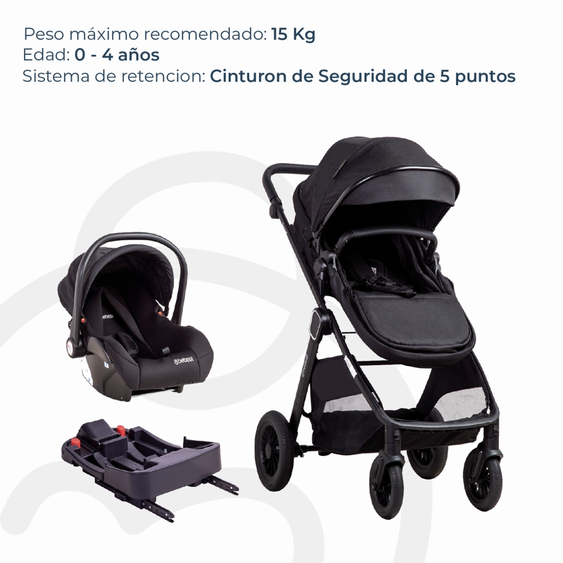 COCHE CUNA TRAVEL SYSTEM ISOFIX SUNSET PREMIUM NEGRO BEBESIT - 7