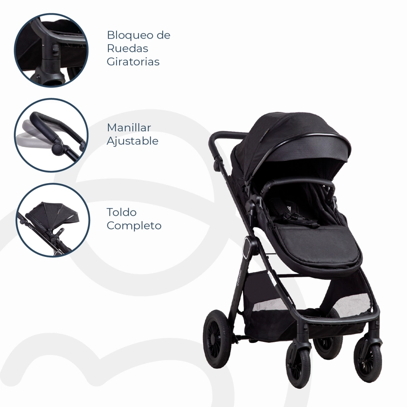 COCHE CUNA TRAVEL SYSTEM ISOFIX SUNSET PREMIUM NEGRO BEBESIT - 8
