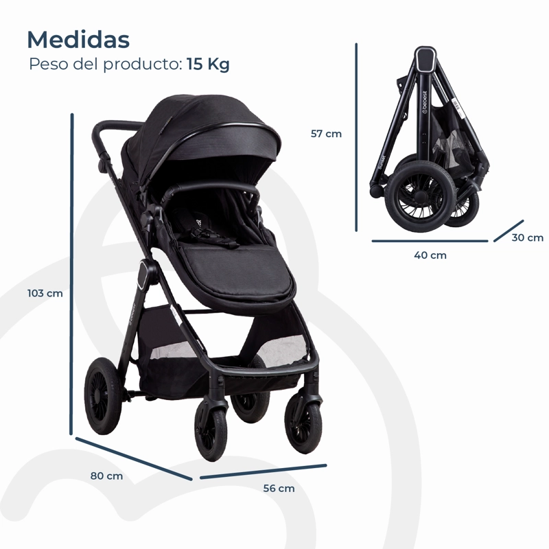 COCHE CUNA TRAVEL SYSTEM ISOFIX SUNSET PREMIUM NEGRO BEBESIT - 9