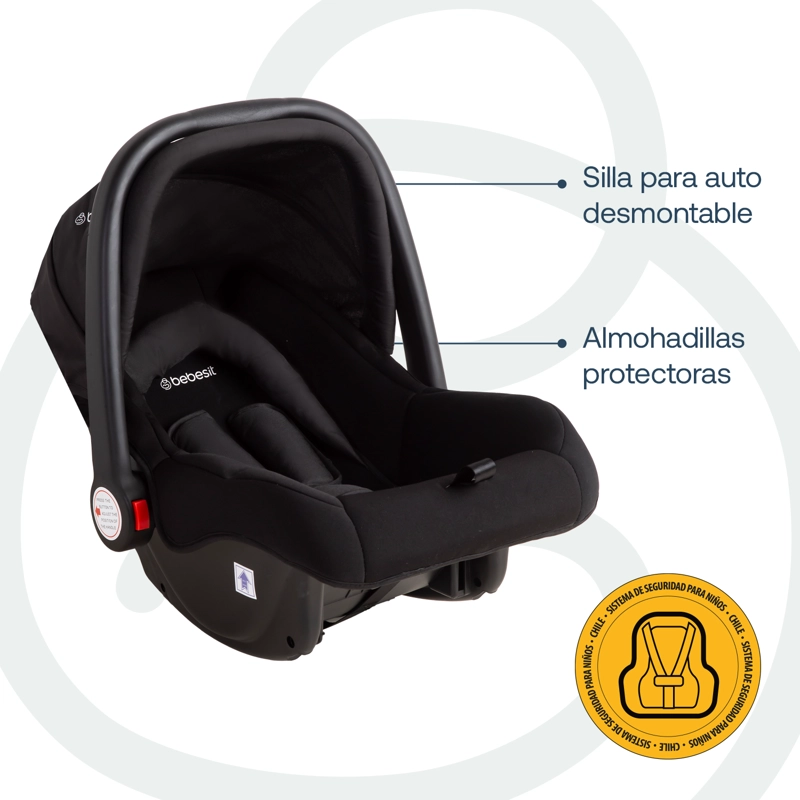 COCHE MALETA COMPACTO TRAVEL SYSTEM SOHO NEGRO BEBESIT - 3