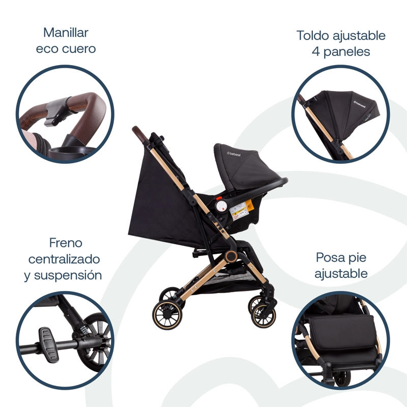COCHE MALETA COMPACTO TRAVEL SYSTEM SOHO NEGRO BEBESIT - 7