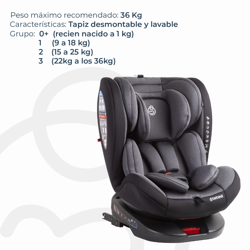 SILLA AUTO BEBESIT SATURN DARK GREY GRIS - 3
