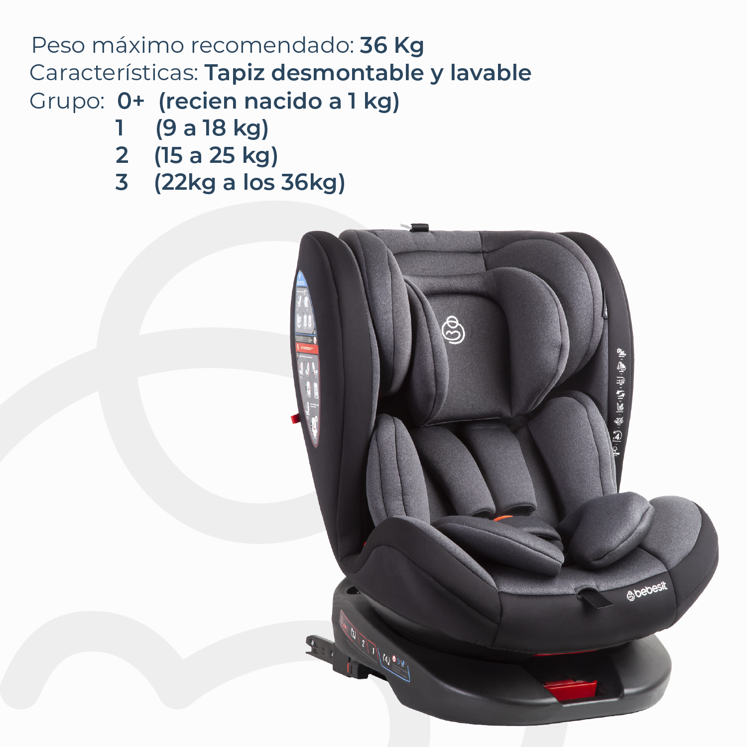 SILLA AUTO BEBESIT SATURN DARK GREY GRIS - 3