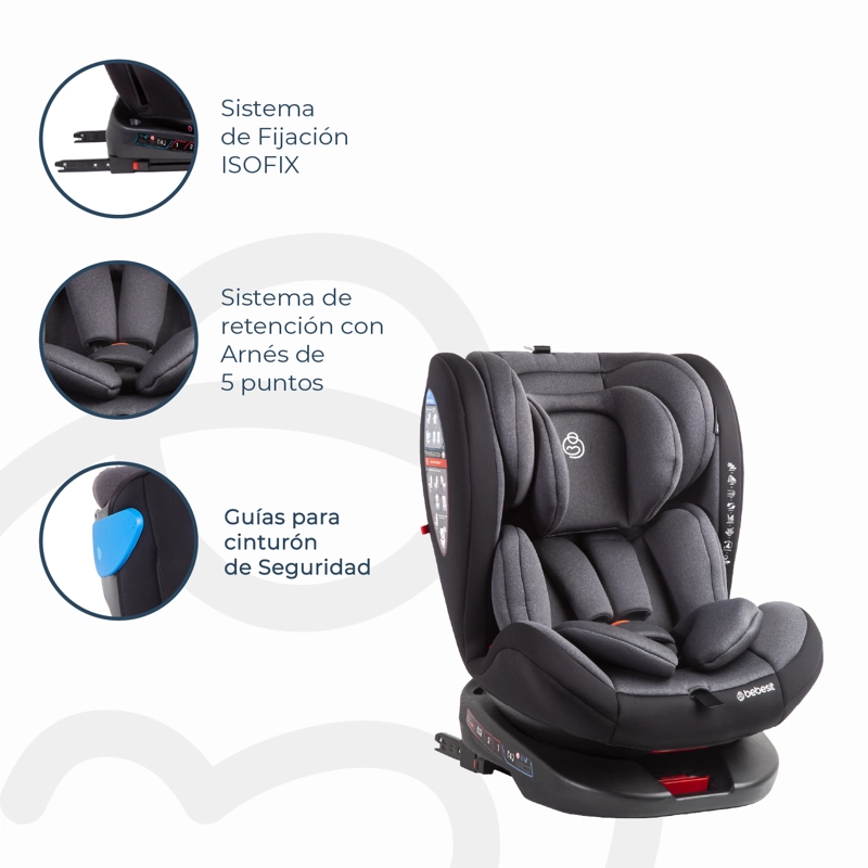SILLA AUTO BEBESIT SATURN DARK GREY GRIS - 4
