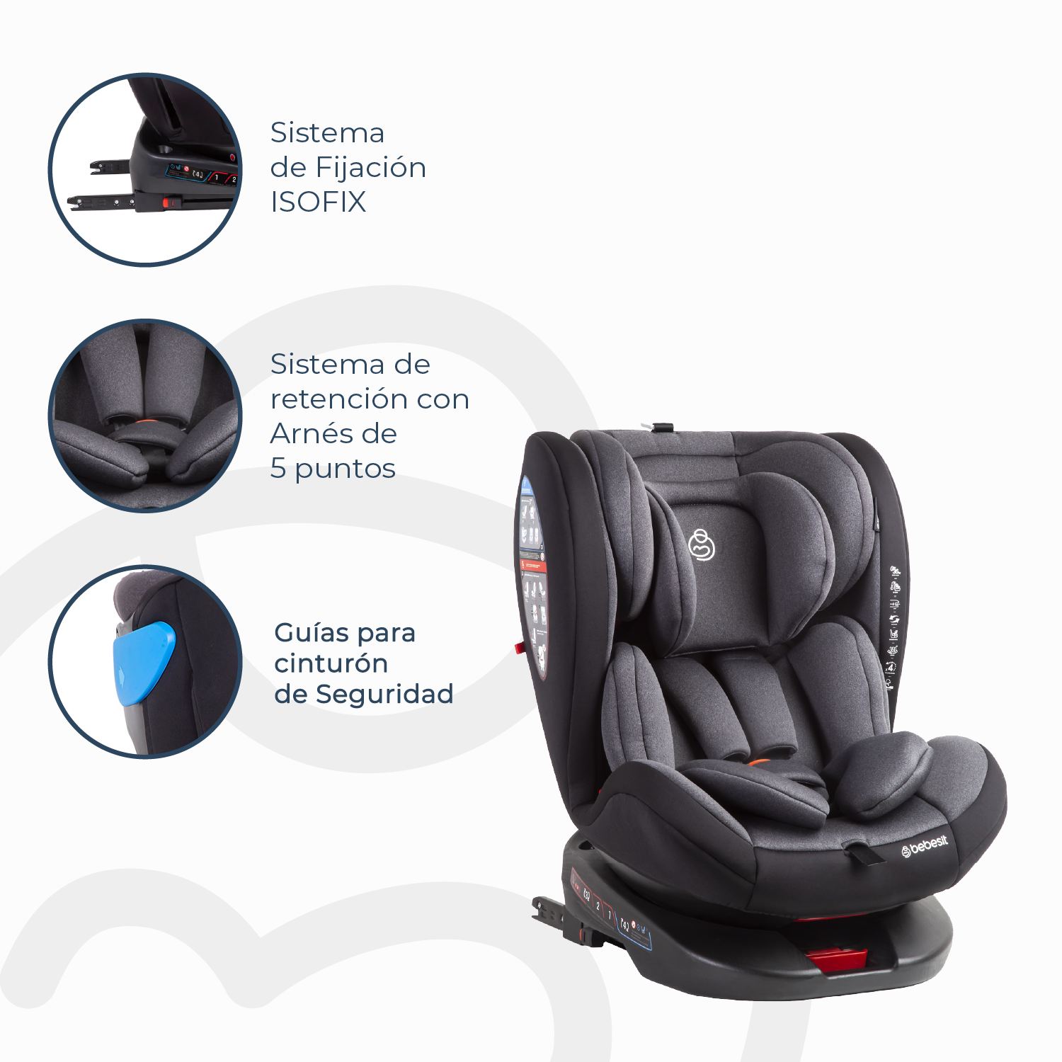 SILLA AUTO BEBESIT SATURN DARK GREY GRIS - 4