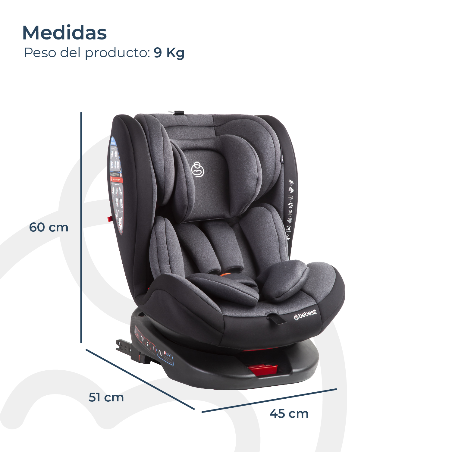 SILLA AUTO BEBESIT SATURN DARK GREY GRIS - 8