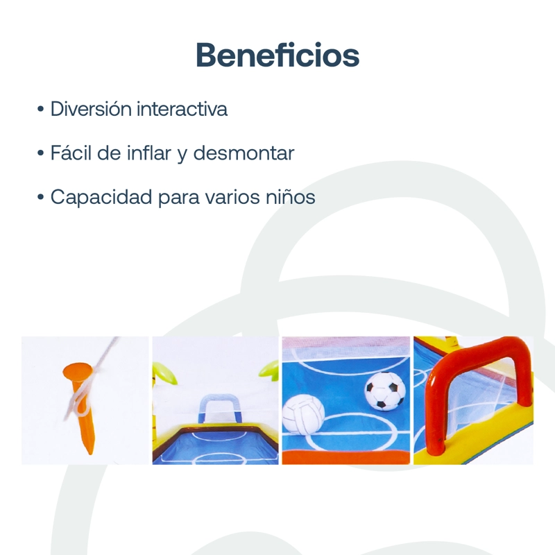 PISCINA BEBESIT CENTRO DE JUEGOS FUTBOL VOLEY MULTICANCHA BE SPLASH 39X25 CM - 6