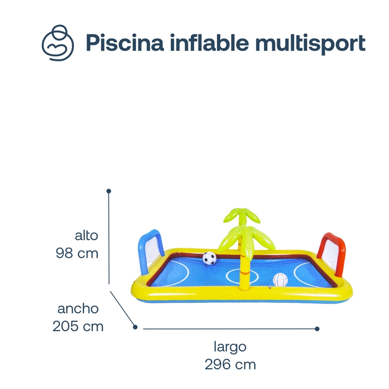PISCINA BEBESIT CENTRO DE JUEGOS FUTBOL VOLEY MULTICANCHA BE SPLASH 39X25 CM - 7