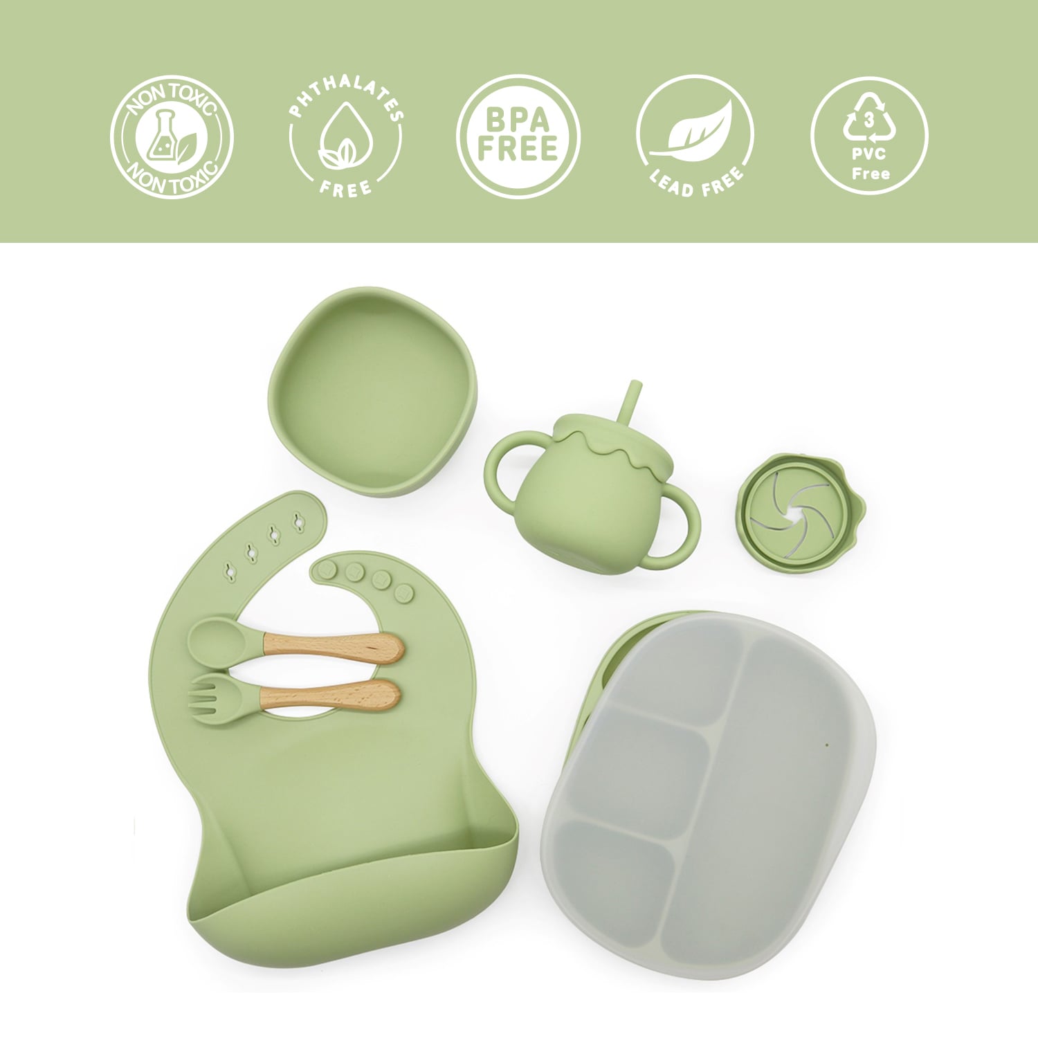 SET BEBESIT ALIMENTACIÓN OCTOBER SILICONA VERDE - 5