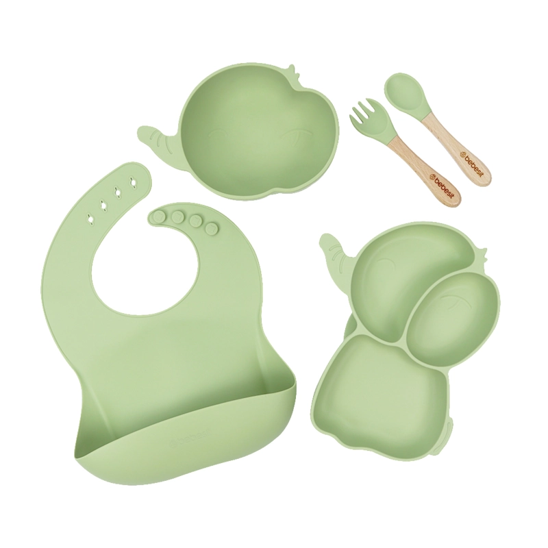 SET BEBESIT ALIMENTACIÓN ELEFANTE SILICONA VERDE - 1
