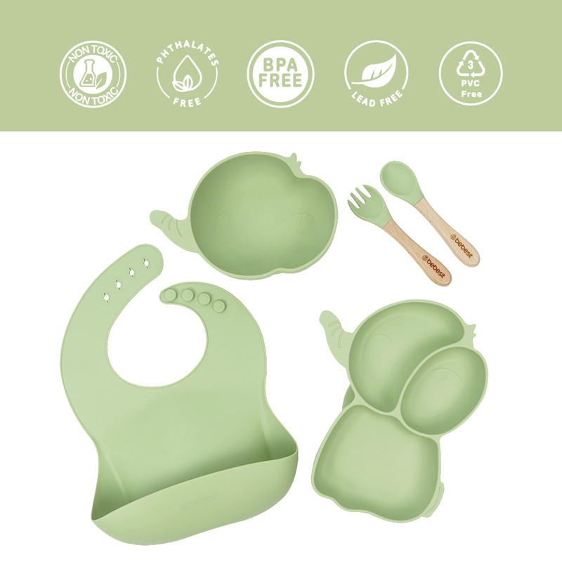 SET BEBESIT ALIMENTACIÓN ELEFANTE SILICONA VERDE - 6