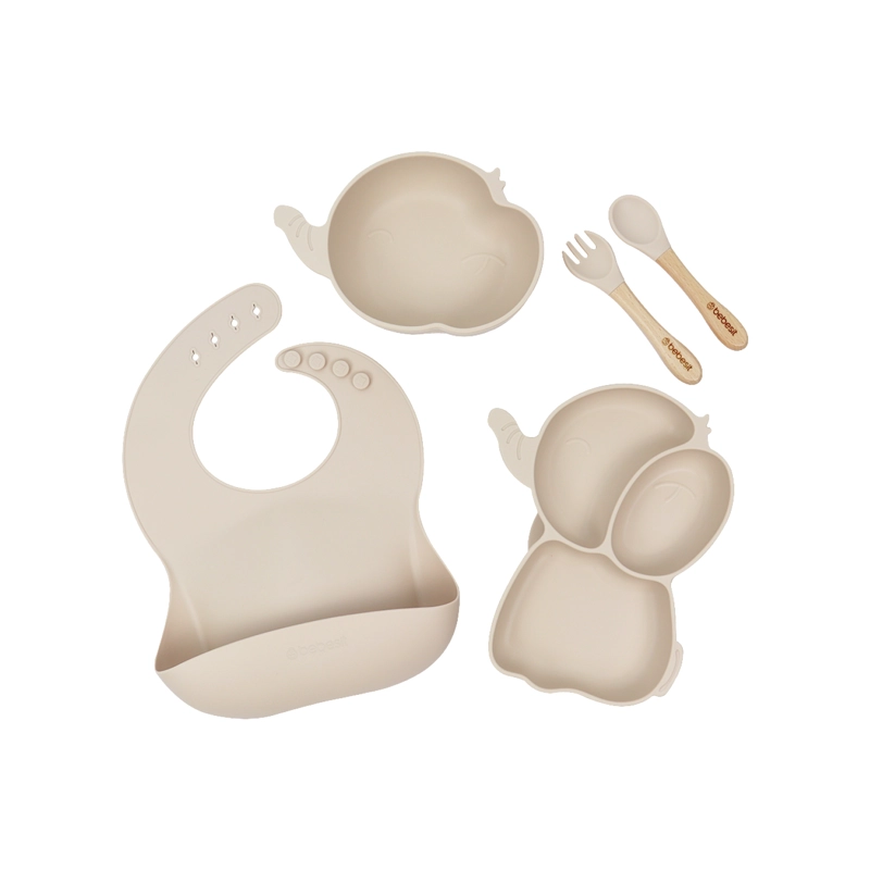 SET BEBESIT ALIMENTACIÓN ELEFANTE SILICONA BEIGE - 1