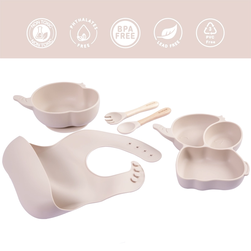 SET BEBESIT ALIMENTACIÓN ELEFANTE SILICONA BEIGE - 3