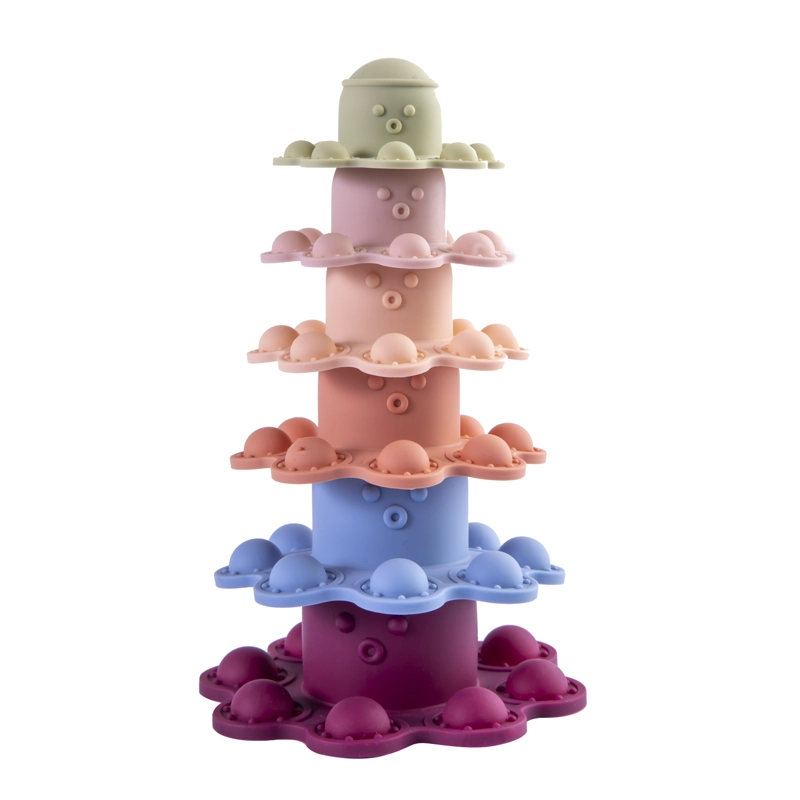 JUGUETE INTERACTIVO BEBESIT TORRE PULPO MONTESSORI SILICONA MULTICOLOR - 1