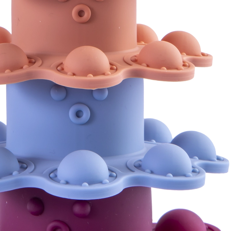 JUGUETE INTERACTIVO BEBESIT TORRE PULPO MONTESSORI SILICONA MULTICOLOR - 4