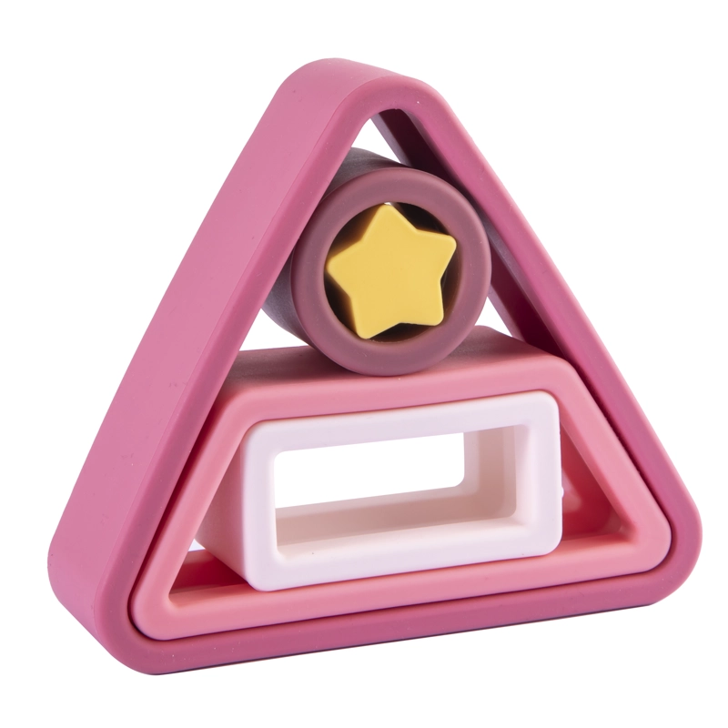 JUGUETE INTERACTIVO BEBESIT MONTESSORI GEOMETRIA SILICONA ROSADO - 1