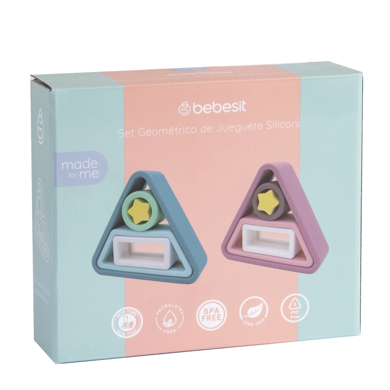 JUGUETE INTERACTIVO BEBESIT MONTESSORI GEOMETRIA SILICONA ROSADO - 4