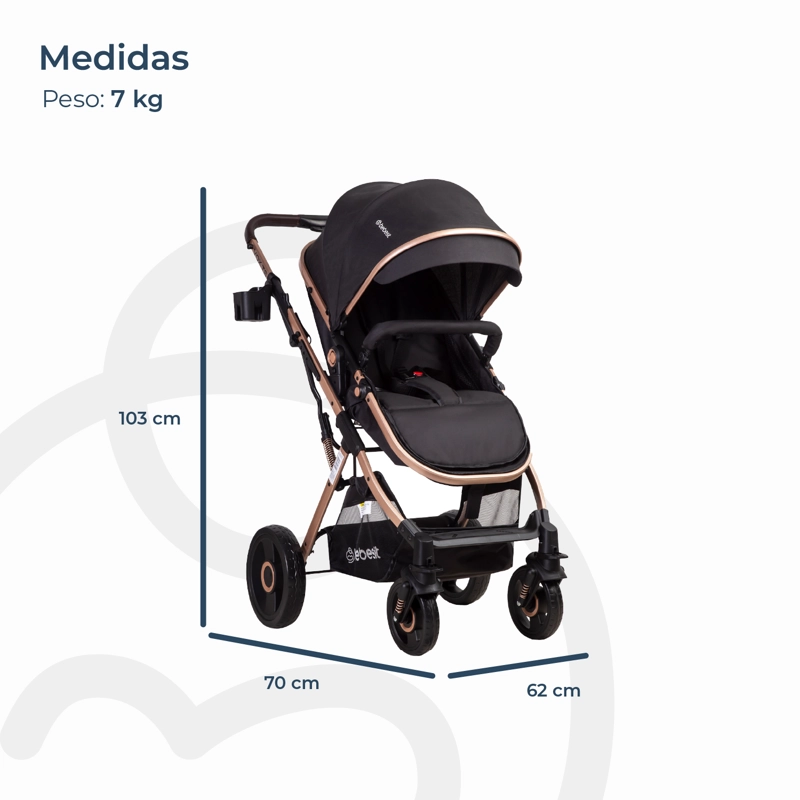 COCHE CUNA PASEO VOX GOLD NEGRO BEBESIT - 7