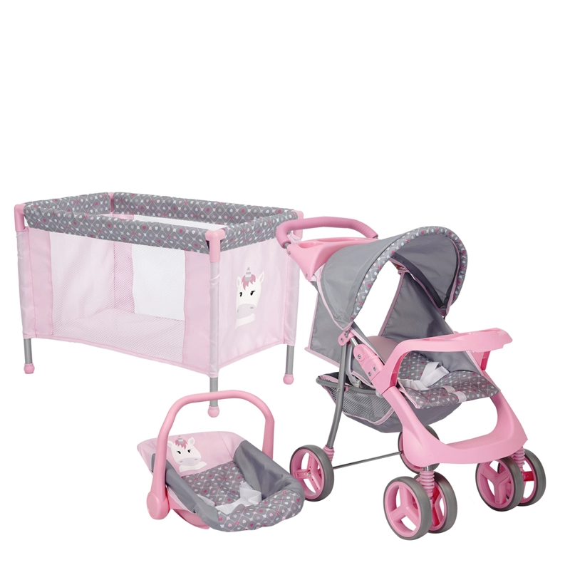 COCHE DE JUGUETE PARA MUÑECA + CUNA UNICORNIO BEBESIT - 1