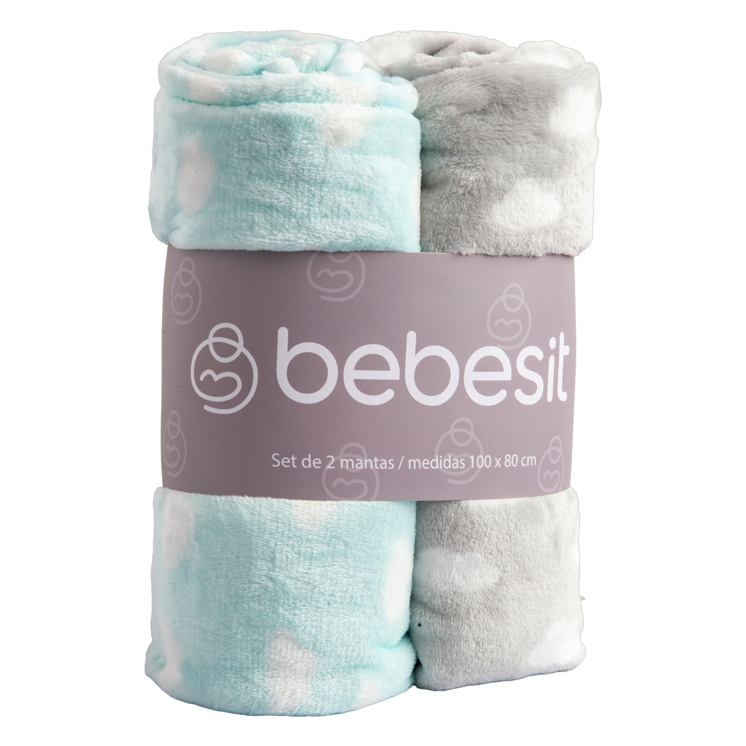 PACK 2 MANTAS BEBE HIPOALERGÉNICA 110*150 CM CELESTE BEBESIT - 1