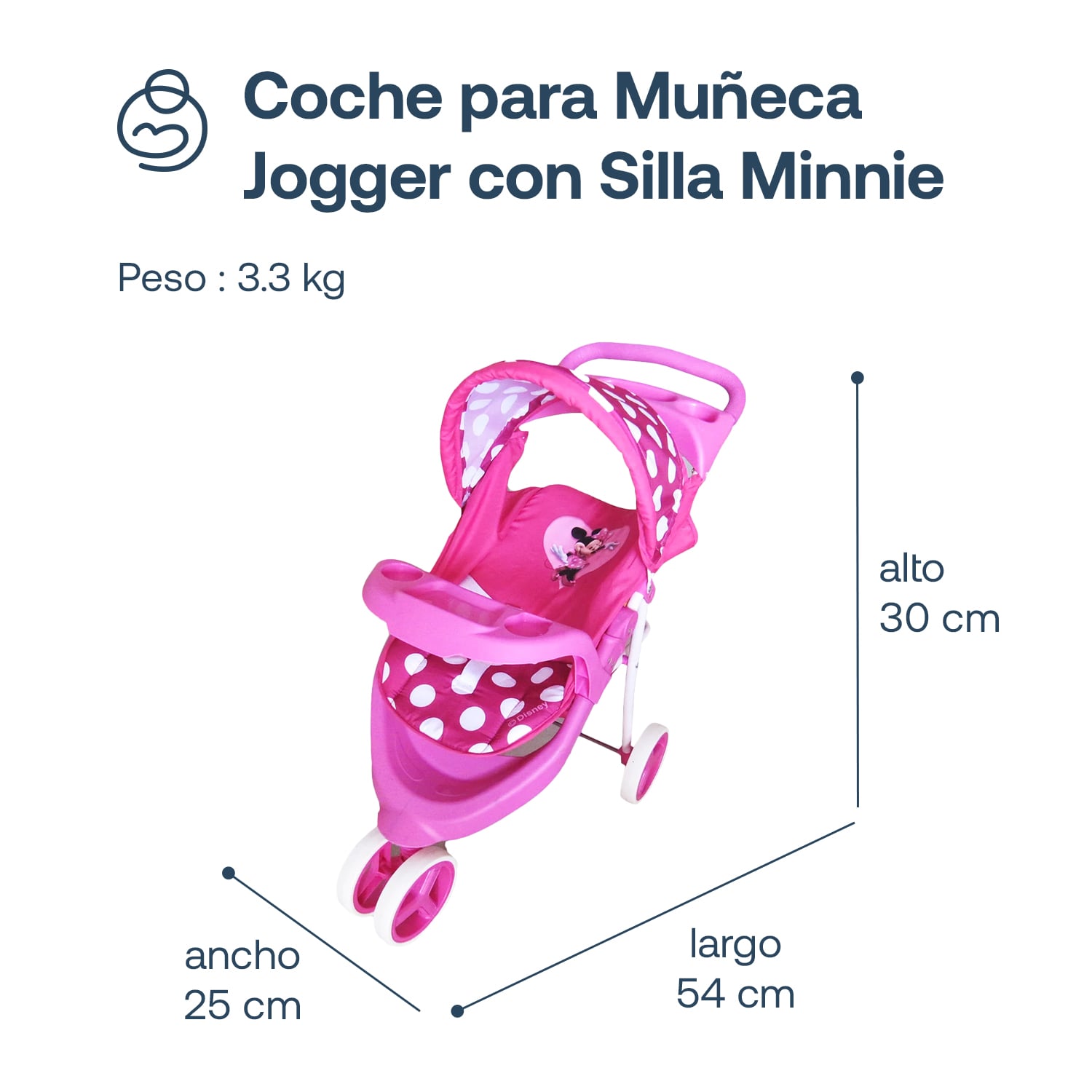 COCHE DE JUGUETE PARA MUÑECA JOGGER CON SILLA MINNIE DISNEY - 2