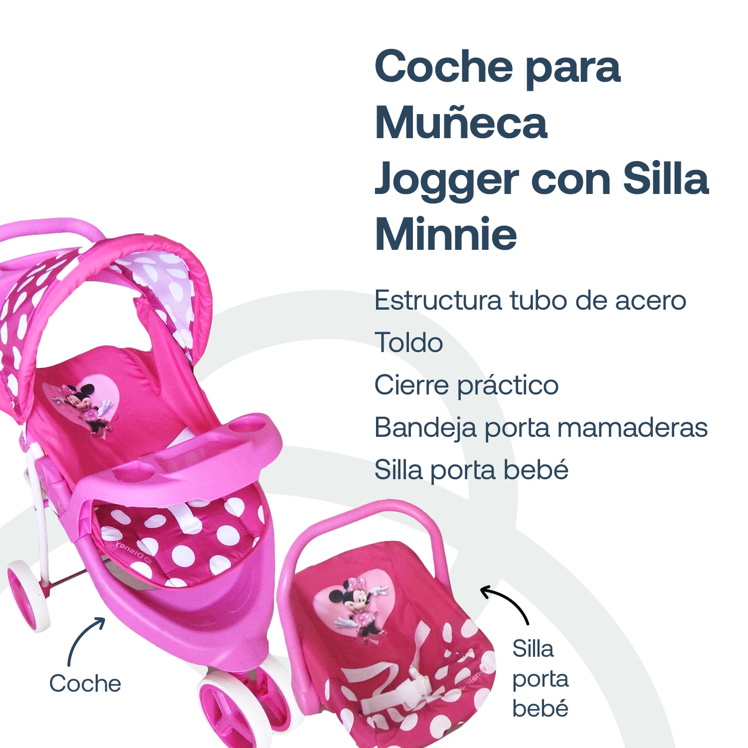 COCHE DE JUGUETE PARA MUÑECA JOGGER CON SILLA MINNIE DISNEY - 3